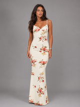 Vestido maxi floral con efecto satinado para invitada de boda