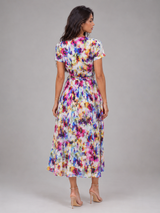 Robe midi portefeuille fleurie pour femme été