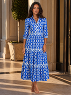 Robe midi imprimé chaîne pour femme été