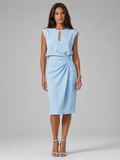 Keyhole Neck Ruched Midi Dress Cocktail Women