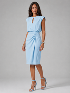 Keyhole Neck Ruched Midi Dress Cocktail Women