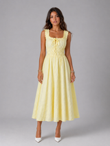 Robe midi fleurie texturée à taille froncée pour femme été