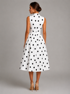 Vestido midi con escote en V y lunares para mujer de verano