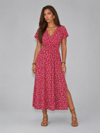 Floral Butterfly Sleeve Maxi Dress Summer Women