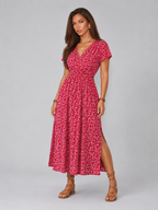 Floral Butterfly Sleeve Maxi Dress Summer Women