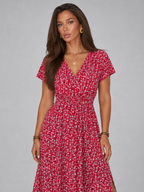 Floral Butterfly Sleeve Maxi Dress Summer Women
