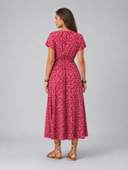 Floral Butterfly Sleeve Maxi Dress Summer Women