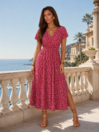 Floral Butterfly Sleeve Maxi Dress Summer Women