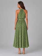 Vestido midi halter con lunares para mujer de verano