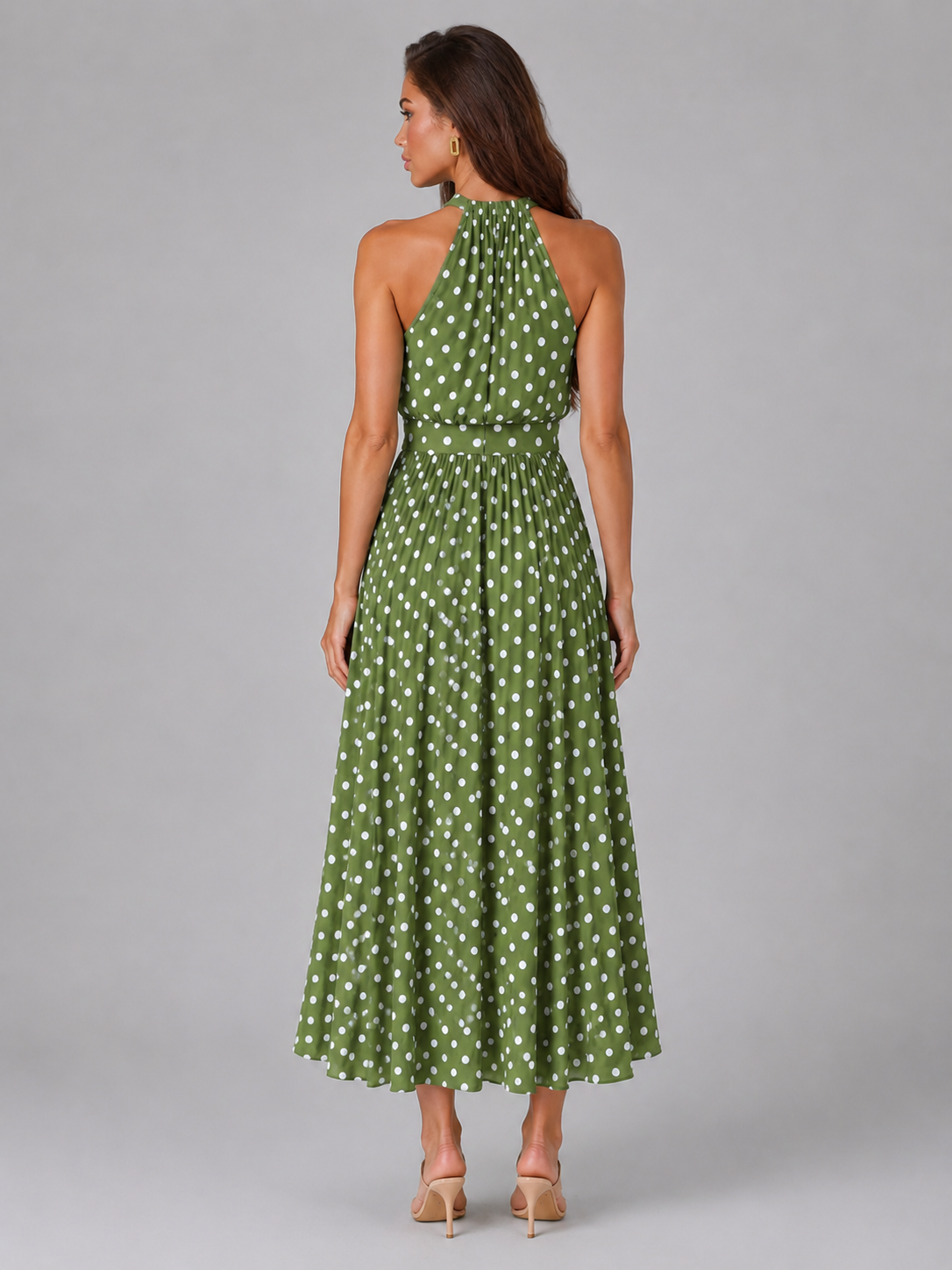 Vestido midi halter con lunares para mujer de verano