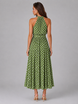 Robe midi dos nu à pois été femme