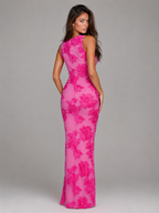 Robe longue sans manches brodée fleurie invitée mariage