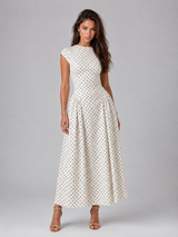 Robe longue ligne A à pois été femme