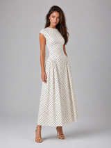 Robe longue ligne A à pois été femme