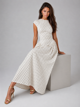 Robe longue ligne A à pois été femme