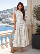 Robe longue ligne A à pois été femme