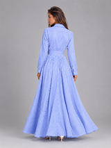 Striped Cinched Waist Maxi Shirt Dress Summer Women