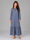 Vestido camisa maxi de capas de mezcla de algodón para mujer de verano
