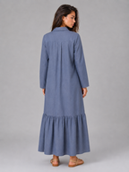 Vestido camisa maxi de capas de mezcla de algodón para mujer de verano