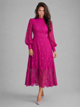 Robe midi en dentelle cocktail femme