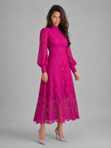 Robe midi en dentelle cocktail femme