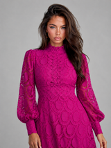 Robe midi en dentelle cocktail femme