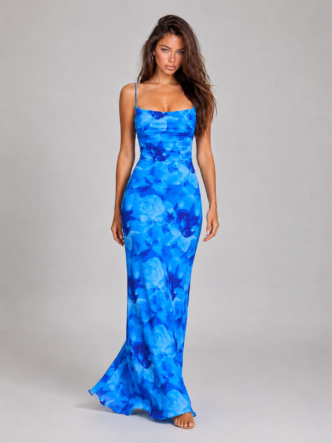 Robe longue moulante fleurie soirée femme