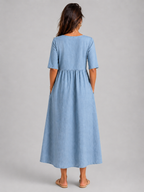 Robe midi effet lin été femme
