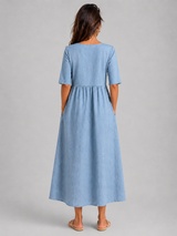 Vestido midi con aspecto de lino para mujer de verano