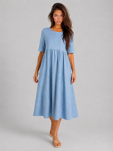Vestido midi con aspecto de lino para mujer de verano