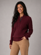 Women's Cable Knit Button Neck Sweater