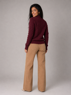 Women's Cable Knit Button Neck Sweater