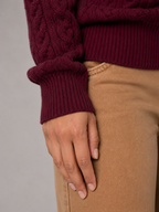 Women's Cable Knit Button Neck Sweater