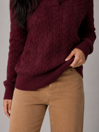 Women's Cable Knit Button Neck Sweater
