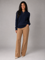 Women's Cable Knit Button Neck Sweater