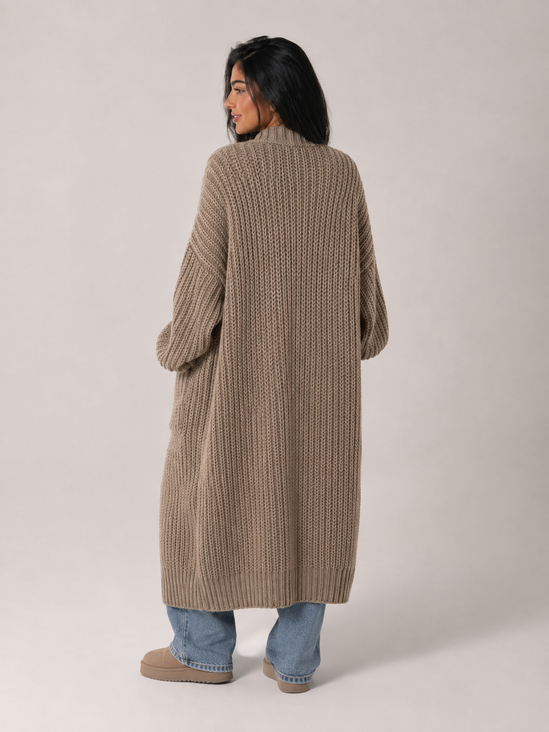 Women's Longline Open Front Knit Cardigan