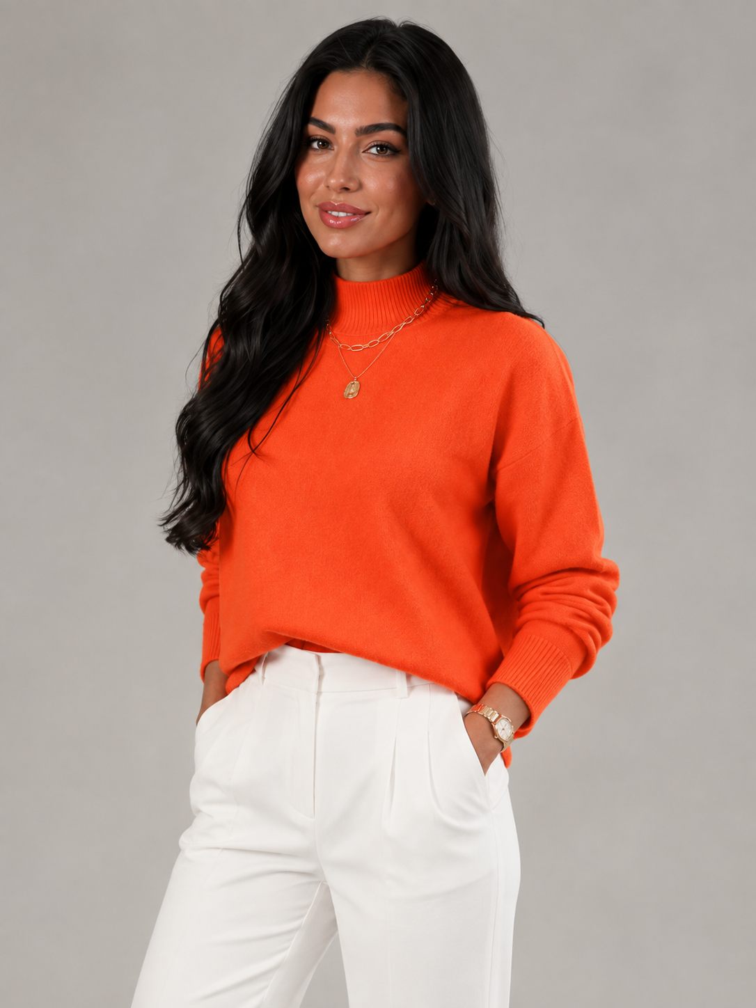 Women's Mock Neck Soft Knit Sweater