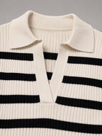 Striped half zip knit sweater – Nude & Nero