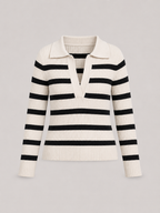 Striped half zip knit sweater – Nude & Nero