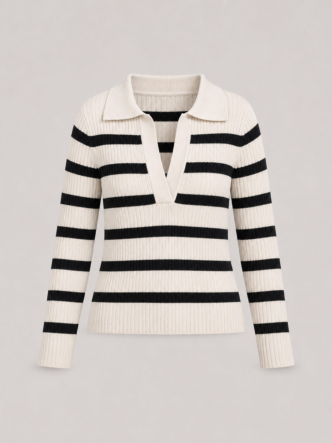 Striped half zip knit sweater – Nude & Nero