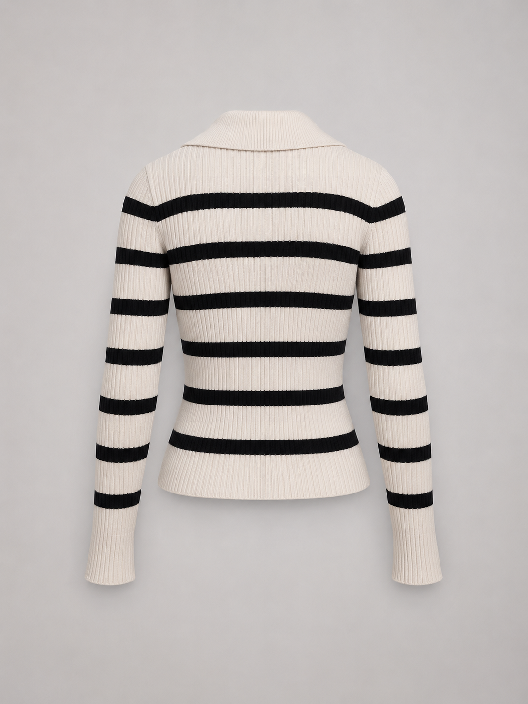 Striped half zip knit sweater – Nude & Nero