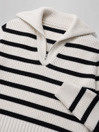 Striped quarter zip knit pullover – Nude & Nero