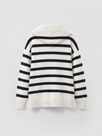 Striped quarter zip knit pullover – Nude & Nero