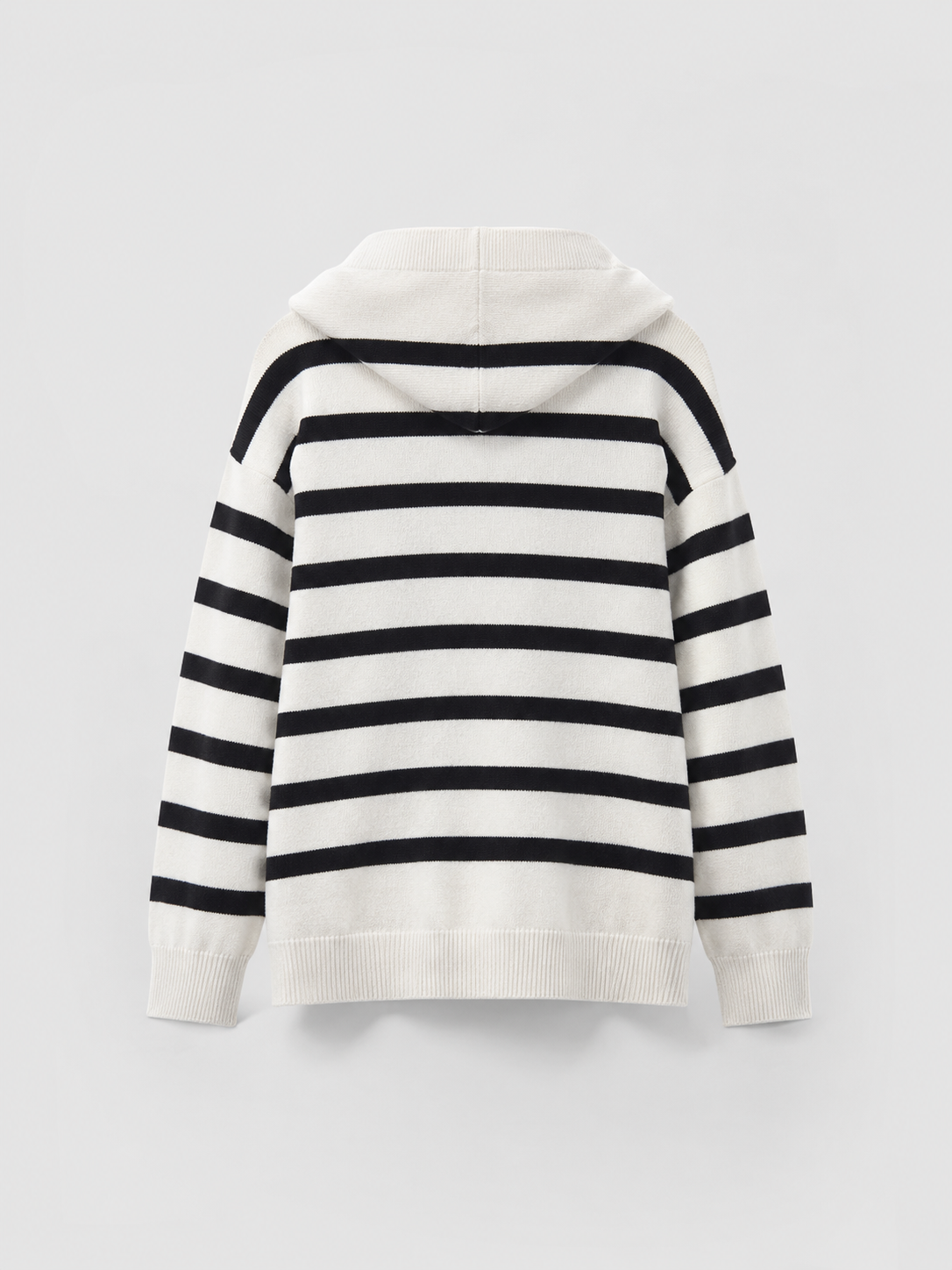 Striped quarter zip knit pullover – Nude & Nero