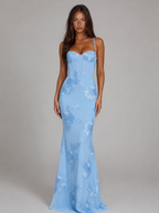 Floral Embroidered Corset Maxi Dress Wedding Guest