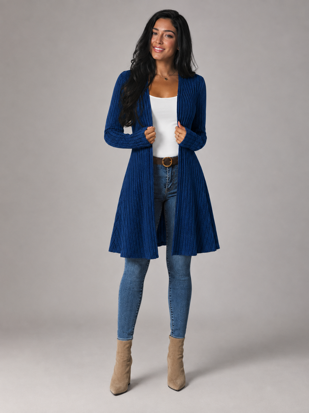 Women's Ribbed Open Front Cardigan