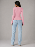Women's Button Front Ribbed Knit Top