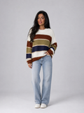 Women's Striped Crewneck Knit Sweater