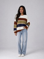 Women's Striped Crewneck Knit Sweater