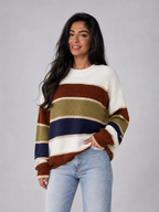 Women's Striped Crewneck Knit Sweater